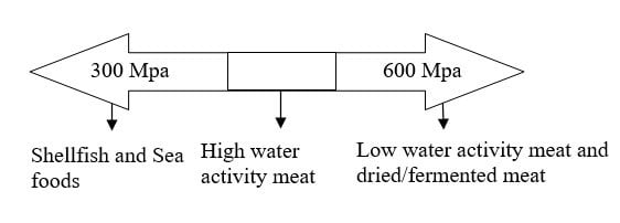 water activity and types of food product.