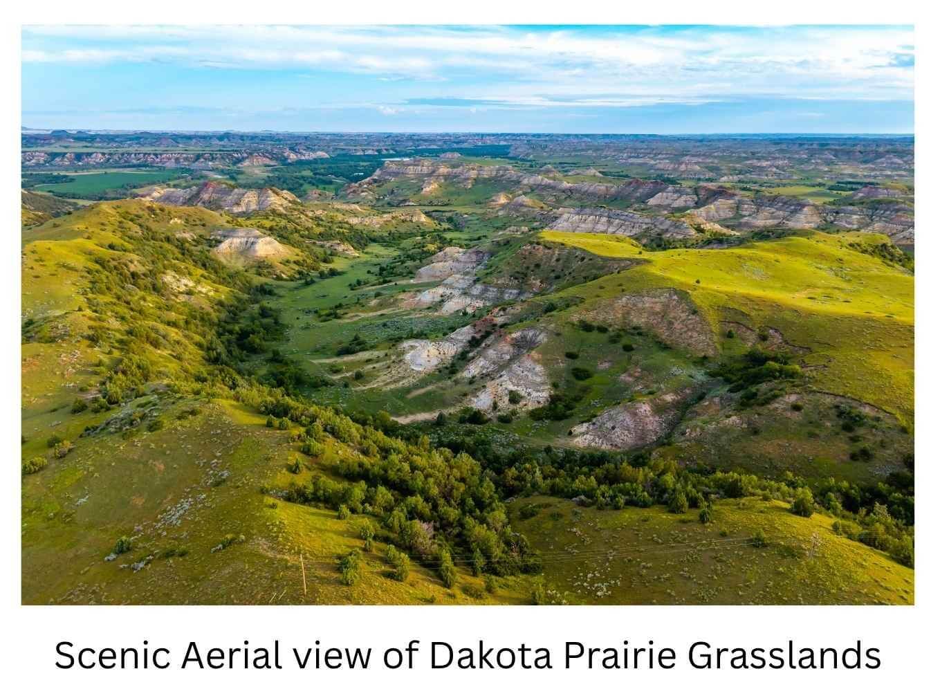 Scenic Aerial view of Dakota Prairie Grasslands